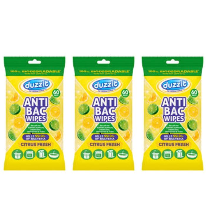 Duzzit Antibacterial Wipes - 50 Wipes - Pack of 3