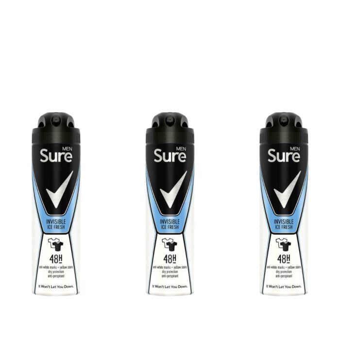 Sure Men Deodorant Invisible Ice 150ml - Pack of 3