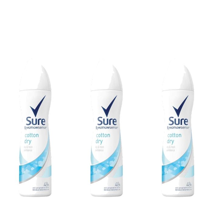Sure Motion Sense Women Cotton Dry Deodorant 150ml - Pack of 3