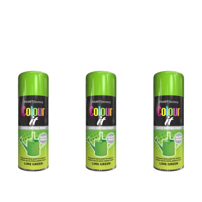 Paint Factory Colour It Multi-Purpose Spray Paint Lime Green 400ml - Pack of 3