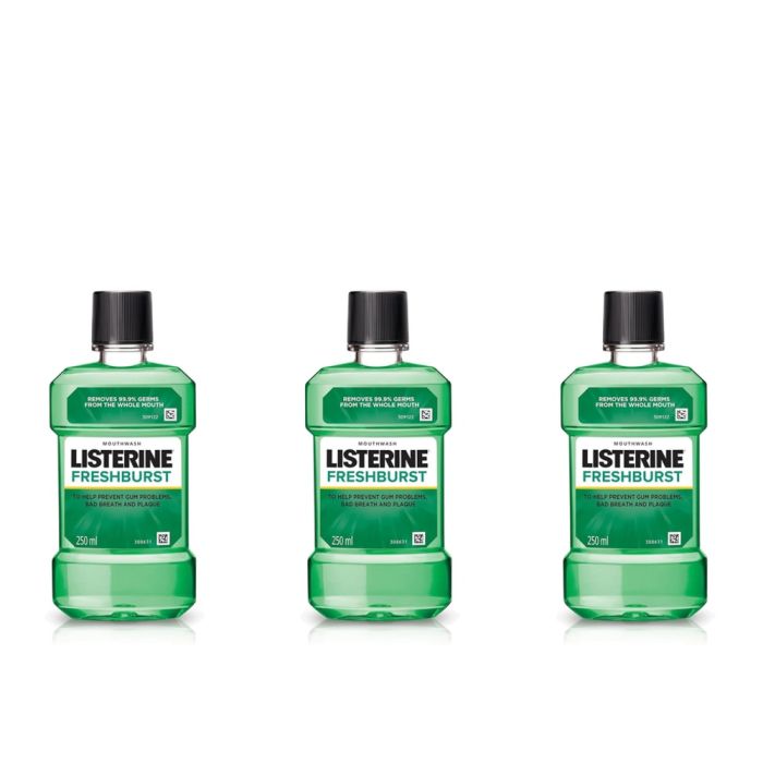 Listerine Fresh Burst Mouthwash 250ml - Pack of 3