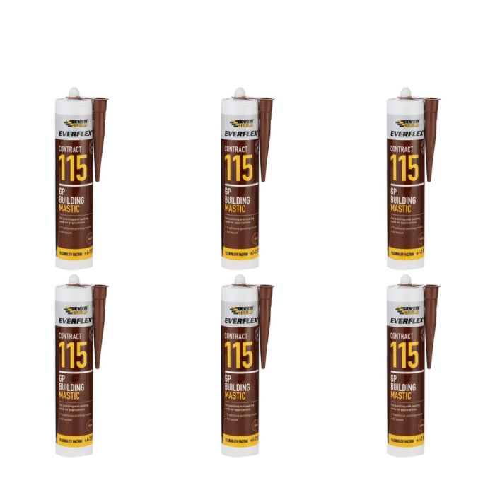 Everbuild 115 General Purpose Building Mastic Grey 285ml - Pack of 6