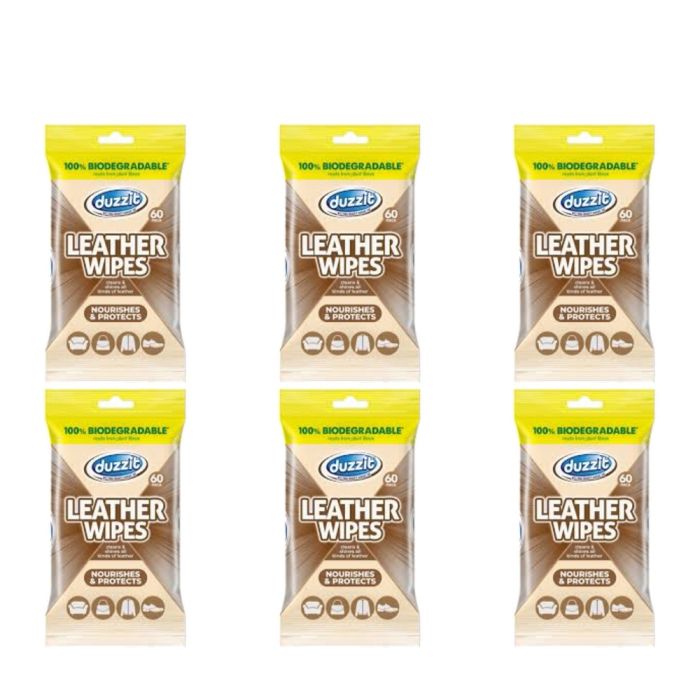 Duzzit Leather Cleaning Wipes Clean & Protect 50 Wipes - Pack of 6