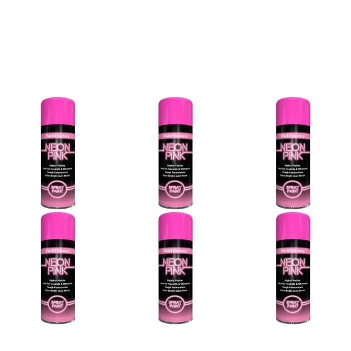 Paint Factory All Purpose Neon Pink Spray Can 400 ml - Pack of 6