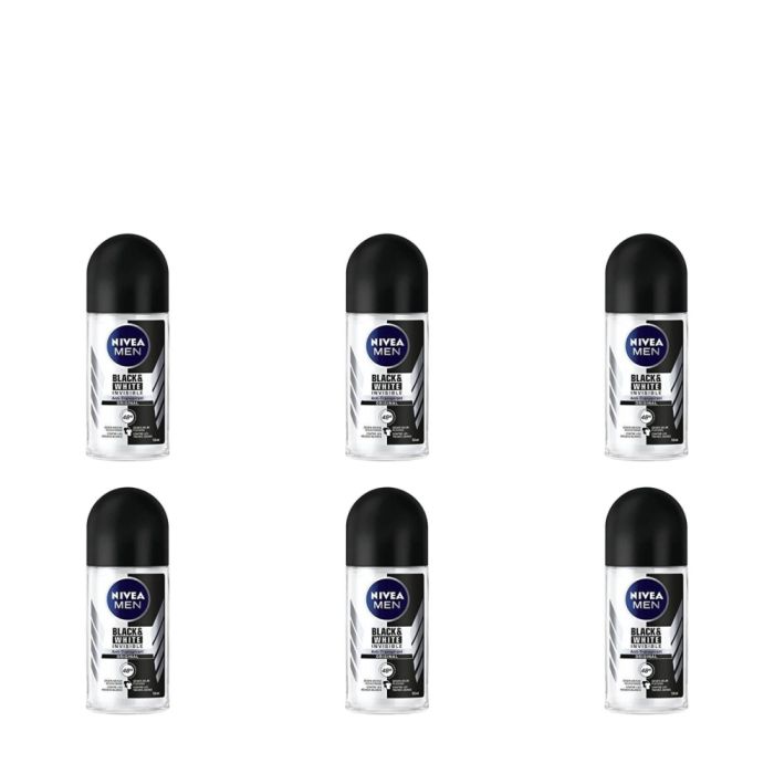 Nivea Men Black & White Invisible Roll on 50ml - Pack of 6