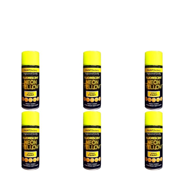 Paint Factory All Purpose Neon Yellow Spray Can 400 ml - Pack of 6