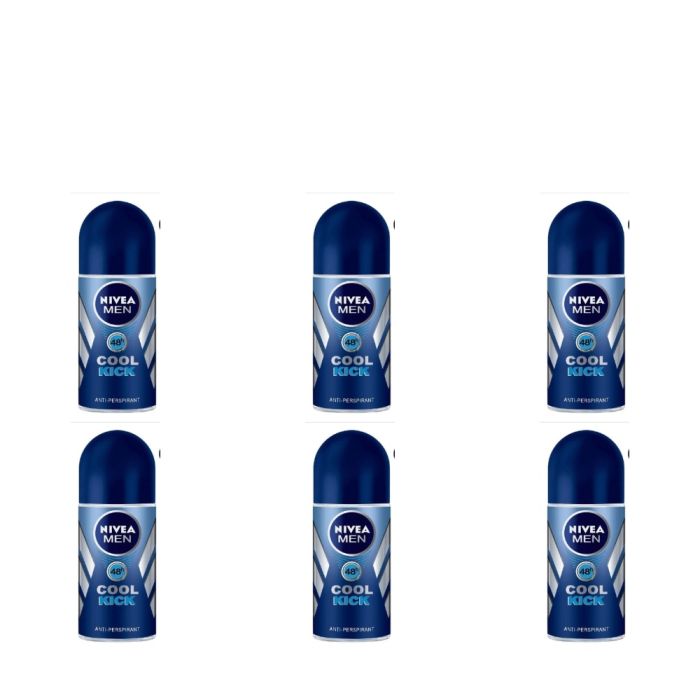 Nivea Men Cool Kick Deodorant Roll On 50ml - Pack of 6