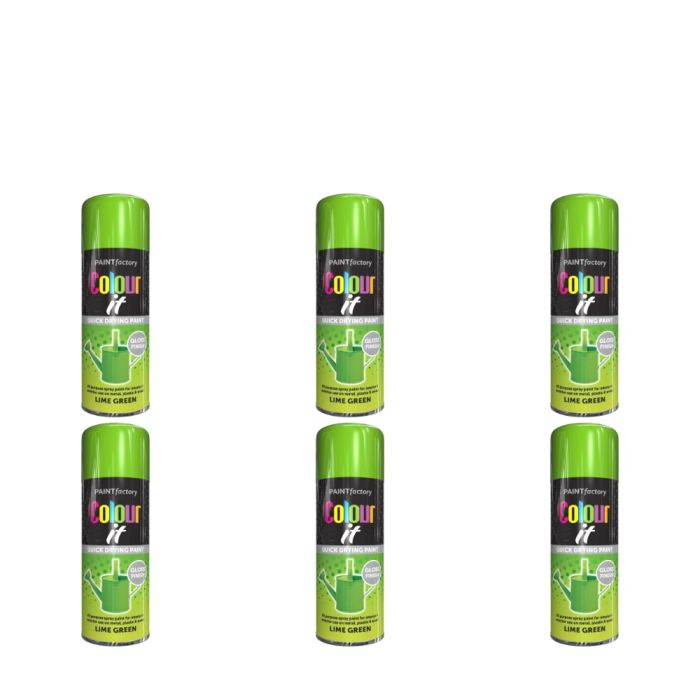 Paint Factory Colour It Multi-Purpose Spray Paint Lime Green 400ml - Pack of 6