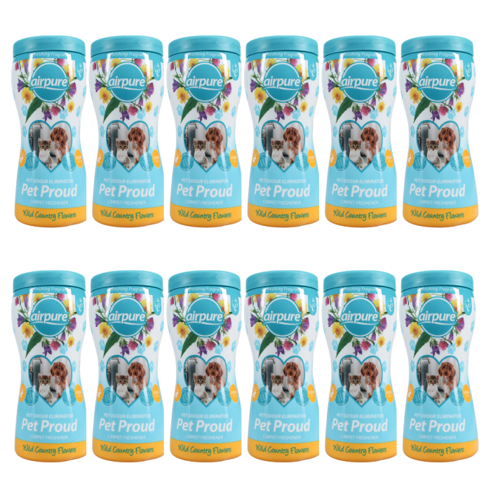 AirPure Pet Proud Carpet Freshener Wild Country Flowers 500g - Pack of 12