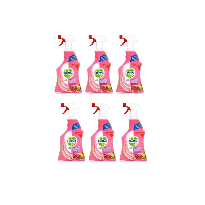 Dettol Power & Fresh Pomegranate Antibacterial Multi Purpose Spray 1 Litre - Pack of 6