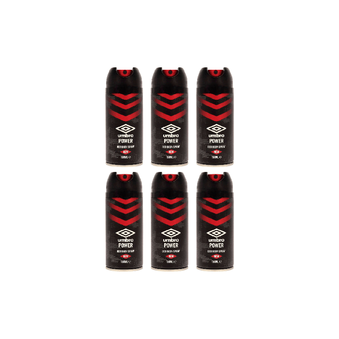 Umbro Power Deodorant Body Spray 150ml - Pack of 6