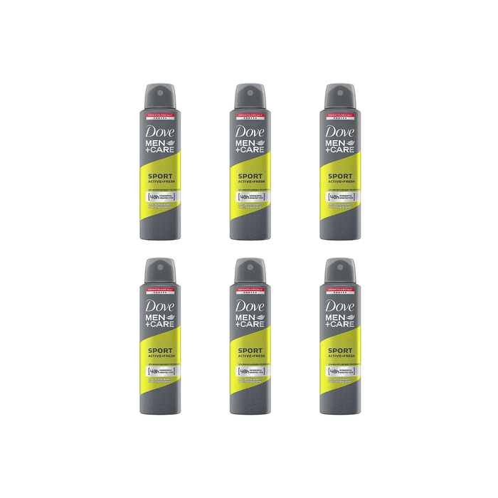 Dove Men+Care Sport Active+Fresh Antiperspirant Deodorant Aerosol 150ml - Pack of 6