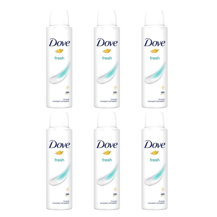Dove Fresh Anti-perspirant Deodorant Spray 150ml - Pack of 6