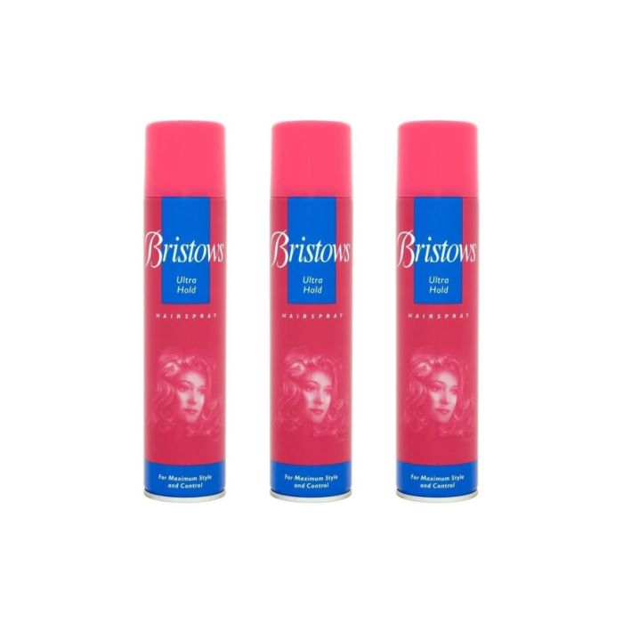 Bristows Ultra Hold Hairspray 300ml can on a clean dressing table surface
