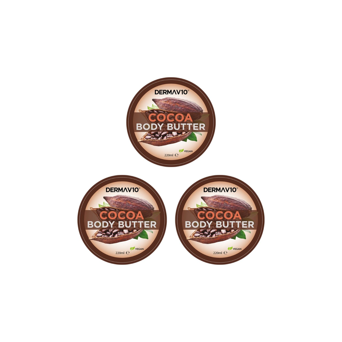 Derma V10 Cocoa Body Butter Intense Hydration for Soft Skin 220ml