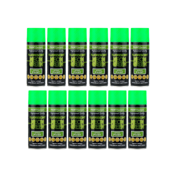 Paint Factory All Purpose Neon Green Spray Can 400 ml - Pack of 12