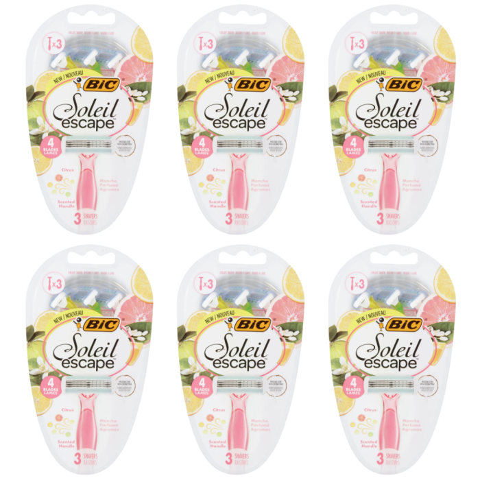 BIC Soleil Bella Colours 4-Blade Female Razors Set of 3 - Pack of 6