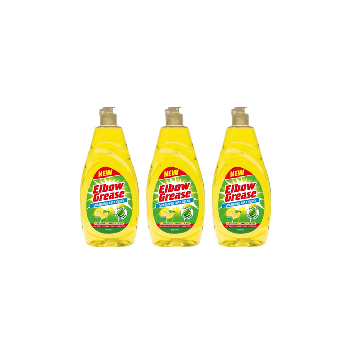 Elbow Grease Lemon Washing Up Liquid 600ml - Pack of 3