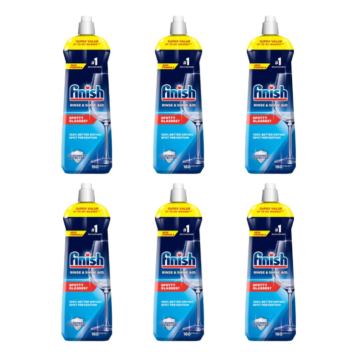 Finish Rinse Aid for Shinier and Drier Dishes Original 800ML - Pack of 6