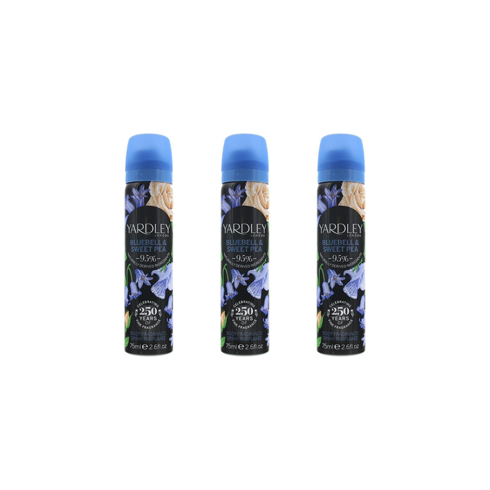 Yardley London Bluebell Body Spray 75ml - Pack of 3