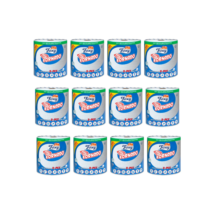 Foxy Tornado Kitchen Roll 3ply 300 Sheet - Pack of 12
