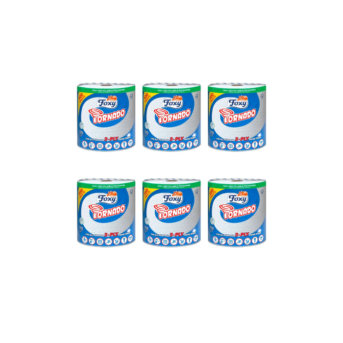 Foxy Tornado Kitchen Roll 3ply 300 Sheet - Pack of 6