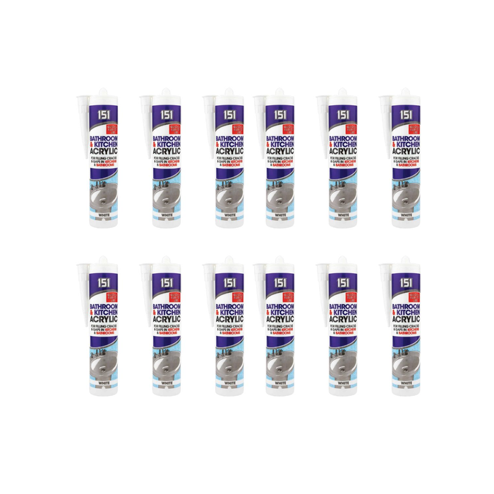 151 White Acrylic Sealant For Bathroom and Kitchen 300ML - Pack of 12