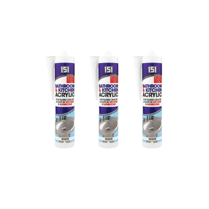 151 White Acrylic Sealant For Bathroom and Kitchen 300ML - Pack of 3