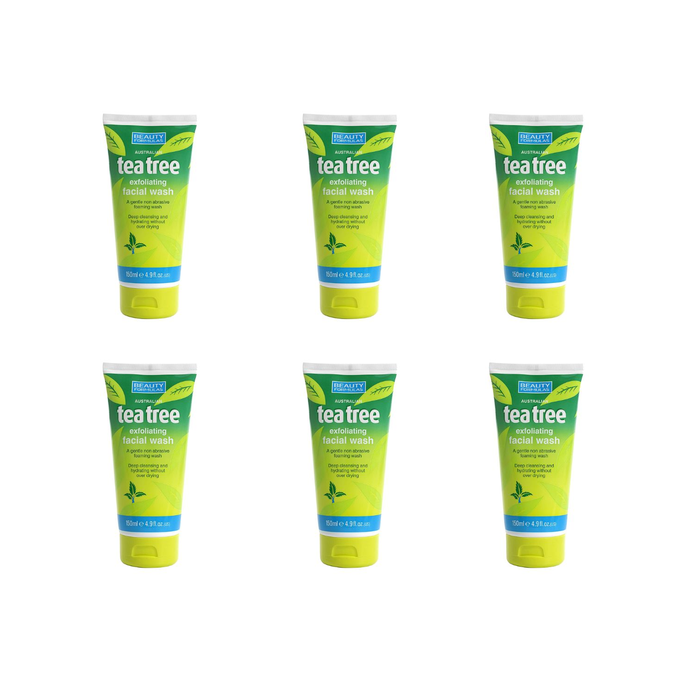 Beauty Formulas Australian Tea Tree Exfoliating Facial Wash 150ml - Pack of 6