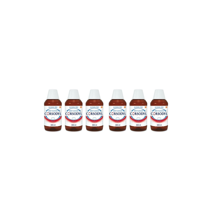 Corsodyl Mint Mouthwash Alcohol-Free Bottle 300ml  - Pack of 6