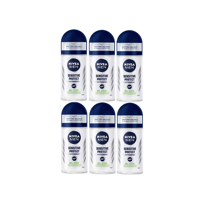 Nivea Men Sensitive Protect Anti-Perspirant Roll-On 50ml - Pack of 6