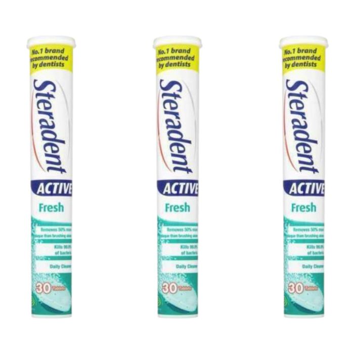 Steradent Active Fresh 30 Tablets - Pack of 3