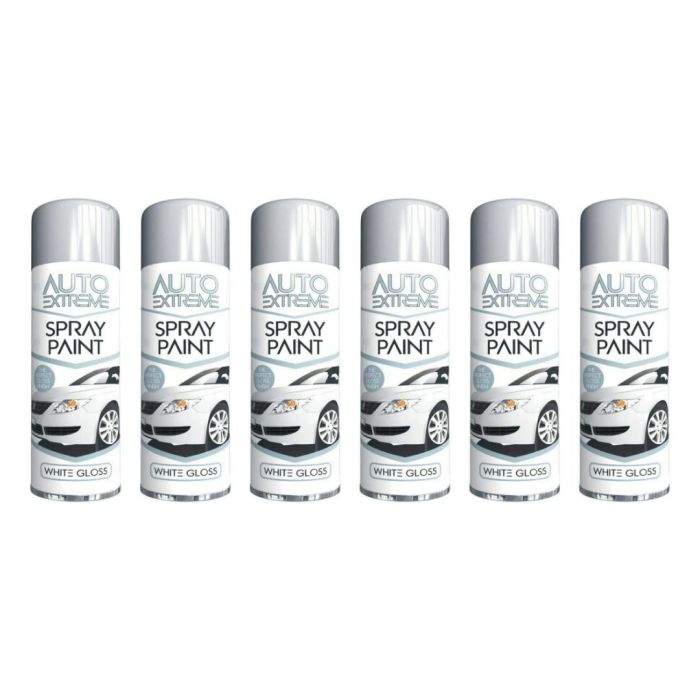 Rapide Auto Extreme All Purpose Spray Paint Can White 250ml - Pack of 6