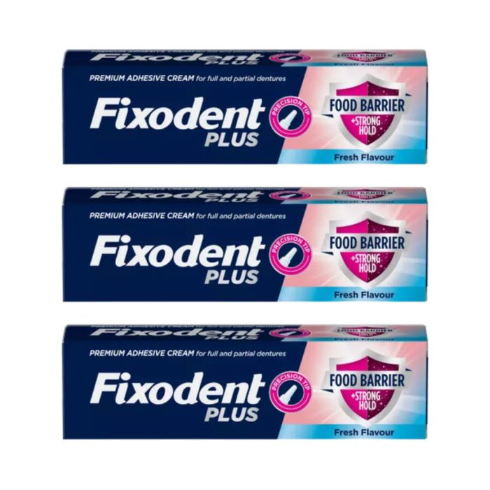 Fixodent Plus Food Barrier Denture Adhesive Cream 40 G - Pack of 3
