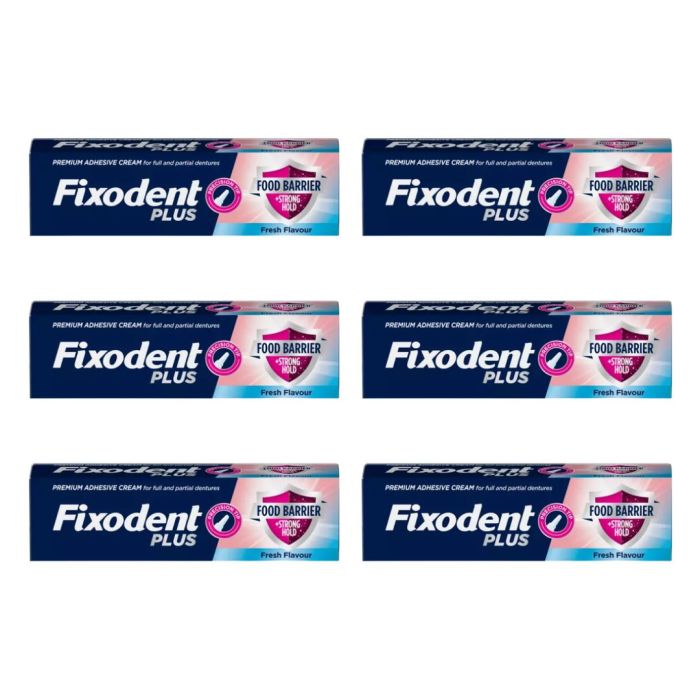 Fixodent Plus Food Barrier Denture Adhesive Cream 40 G - Pack of 6