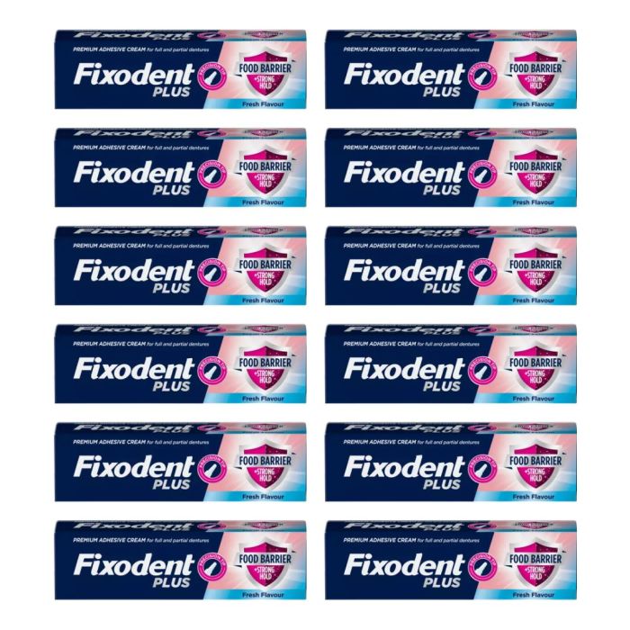 Fixodent Plus Food Barrier Denture Adhesive Cream 40 G - Pack of 12