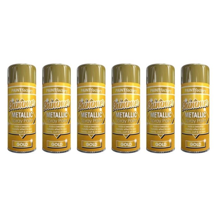 Paint Factory Metallic Gold Spray Paint 200 ml - Pack of 6