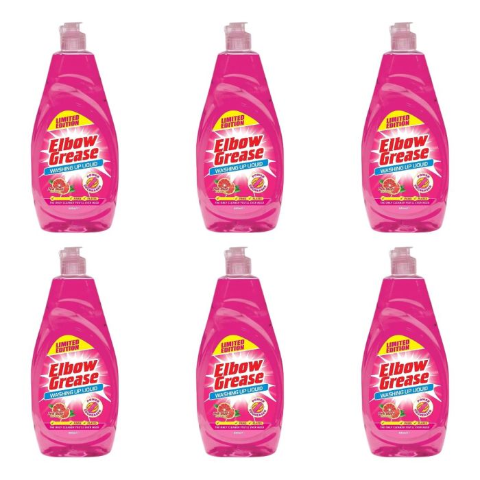Elbow Grease Pink Blush Washing Up Liquid 600ml bottle beside a kitchen sink

