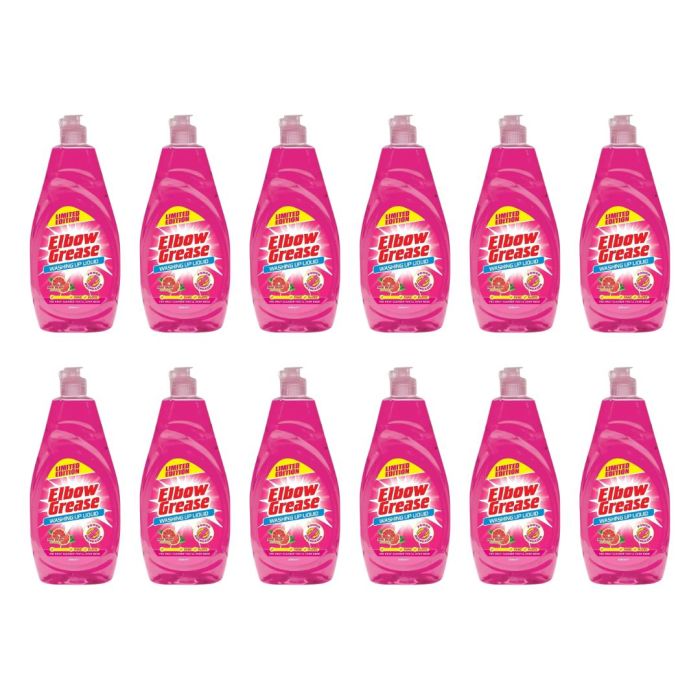 Elbow Grease Pink Blush Washing Up Liquid 600ml bottle beside a kitchen sink
