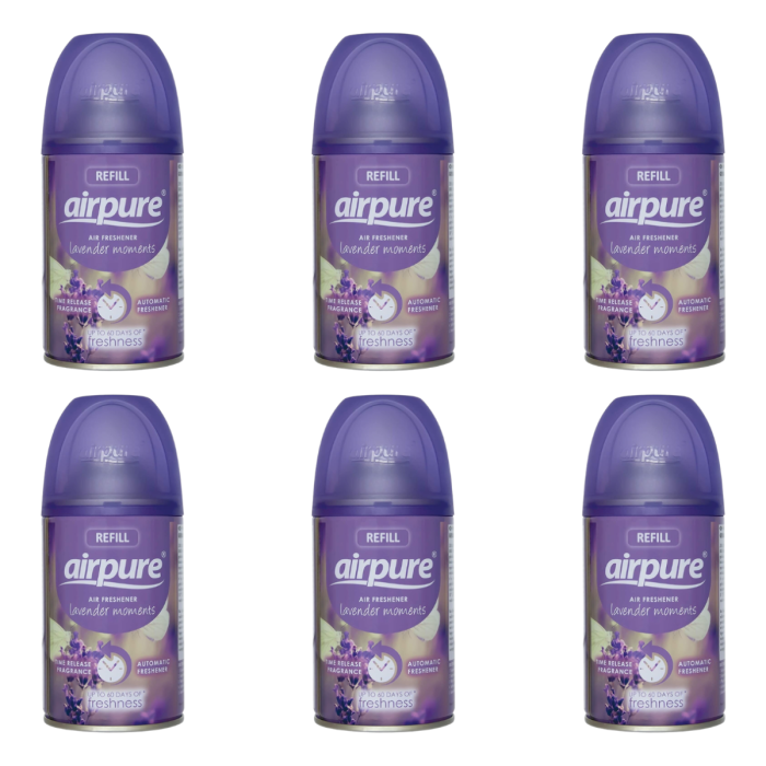 Airpure Air-O-Matic Air Freshener Refill 250ml Lavender Moments - Pack of 6