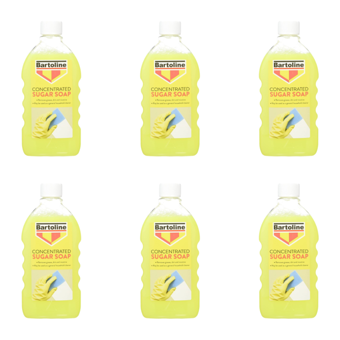 Bartoline Sugar Soap Concentrate Flask Liquid 500ml - Pack of 6
