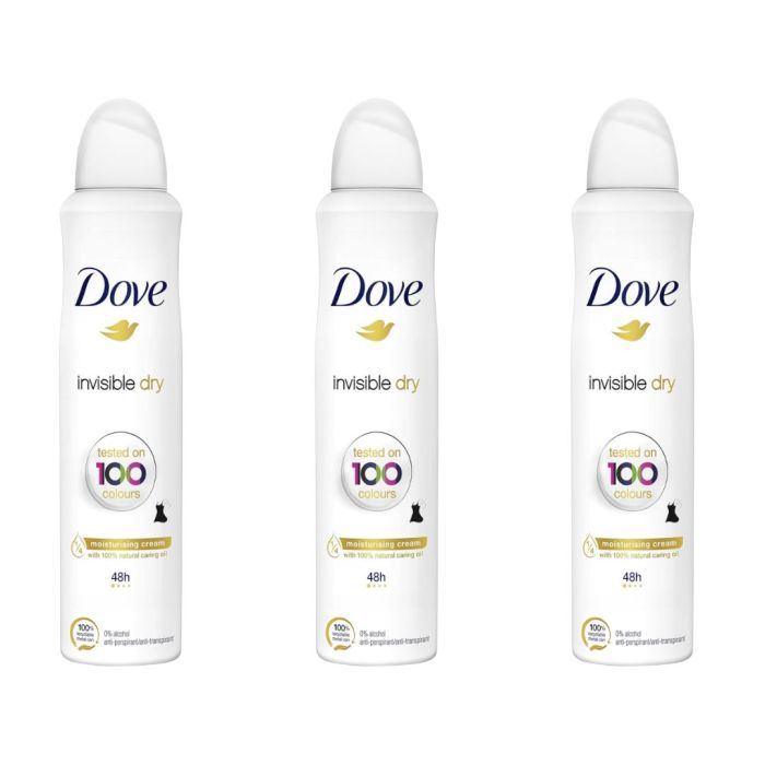 Dove Invisible Dry Deodorant Spray 250ml - Pack of 3