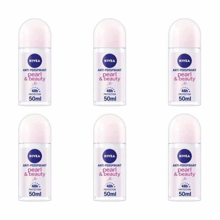 Nivea Pearl & Beauty Roll-On Deodorant For Women 50ml - Pack of 6