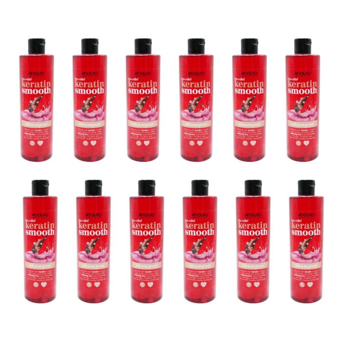 Anovia Frizz Relief Keratin Smooth Shampoo For Shiny Hair 415ML - Pack of 12