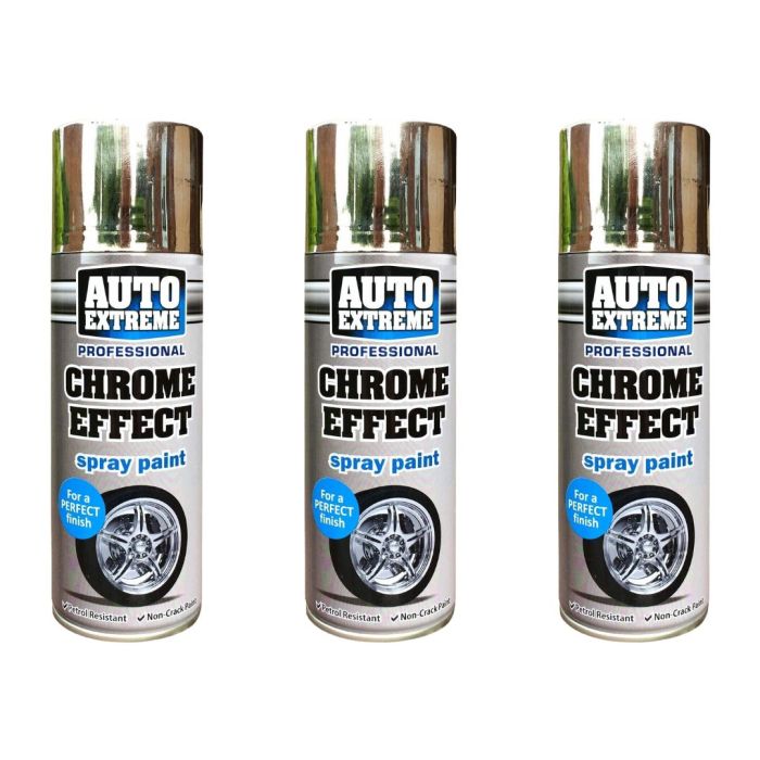 Rapide Auto Extreme Professional Chrome Effect Spray Paint 400ml - Pack of 3