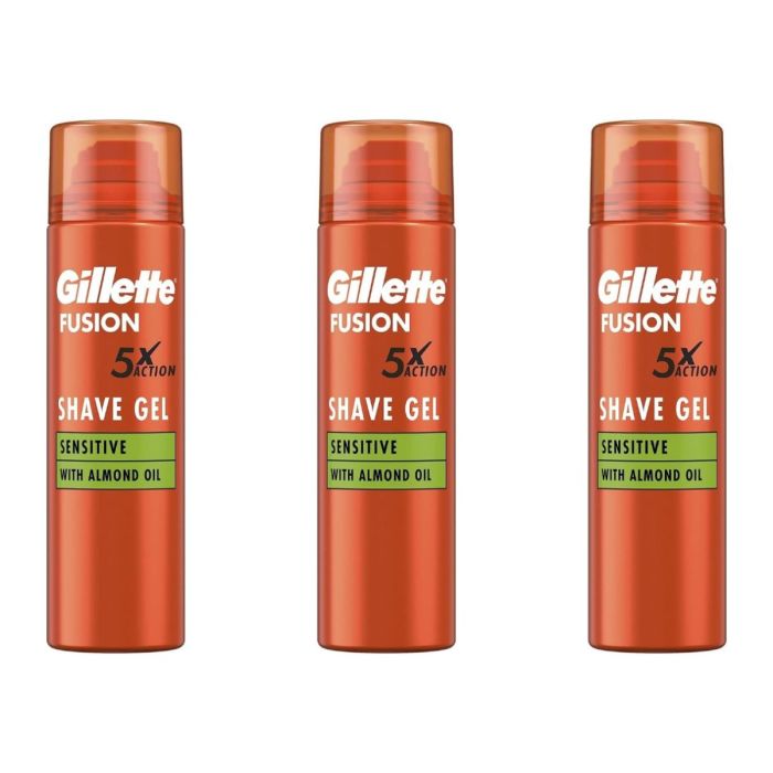 Gillette Fusion 5 Ultra Sensitive Mens Shaving Gel 200ml - Pack of 3