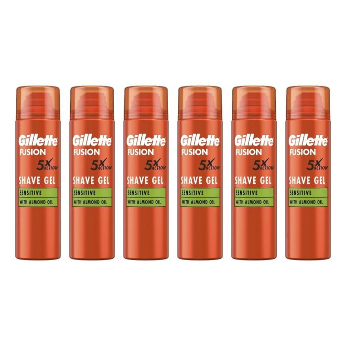 Gillette Fusion 5 Ultra Sensitive Mens Shaving Gel 200ml - Pack of 6