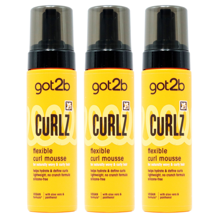 GOT2B Curlz Flexible Curl Mousse with Aloe Vera 200ml - Pack of 3