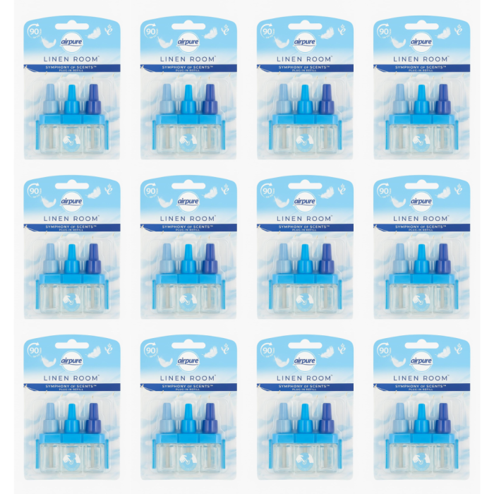 Airpure Symphony of Scents Plug-in 3 Refills Linen Room - Pack of 12