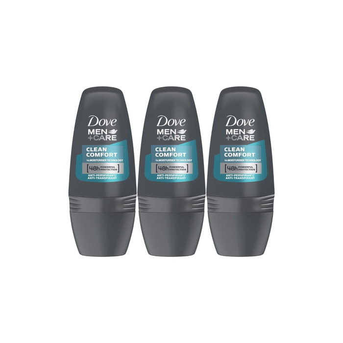 Dove Men Care Clean Comfort Antiperspirant Roll On 50ML - Pack of 3
